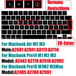 Premium Silicone Keyboard Protector for MacBook Pro and Air (2022-2024) (A3113 EU DE 240628)