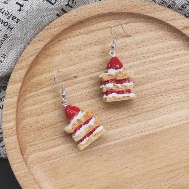 Unique Strawberry Cake Earrings Shaped Ear Rings Eardrops Ear Pendants Stylish Accessories for Girls F0S4 2
