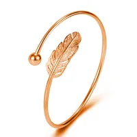 Feather Bangle Bracelet for Women Luxury Jewelry Rose Gold Silver Cuff Bangles 1