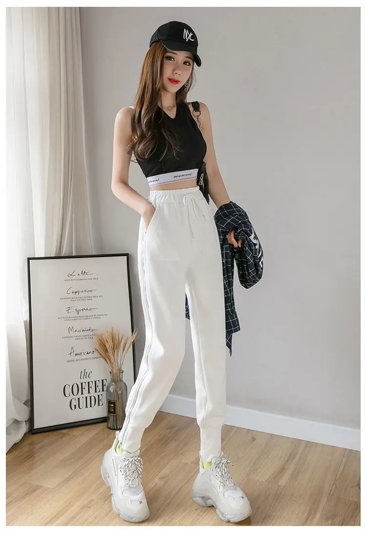 Frauen Zipper Harem Hosen Lose Streetwear Jogginghose Casual Leggings Mode Koreanische Weibliche Cargo Hosen Womnn Hip Hop Hosen – Detail 7