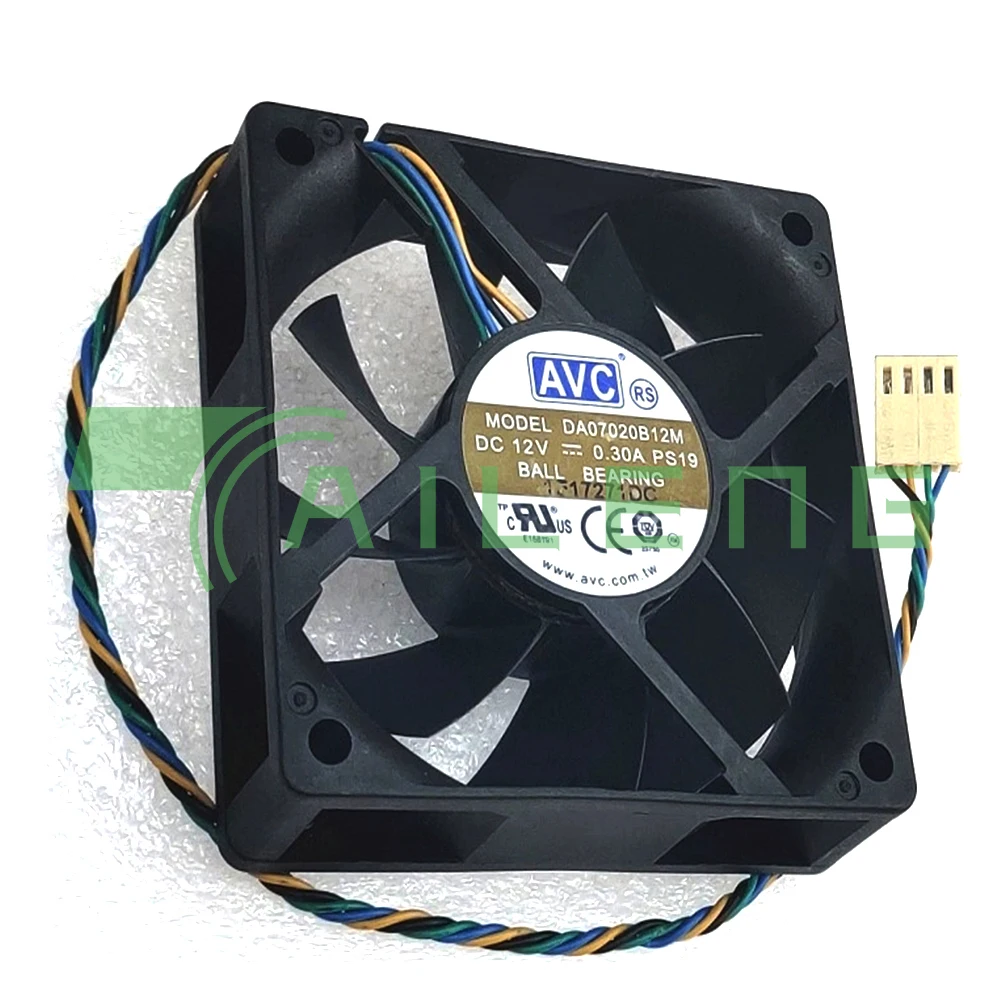 70mm Cpu 쿨러 음소거 팬 AVC DA07020B12M DC 12V CPU 4선 PWM 듀얼 볼 베어링 70X70X20mm 4Pin