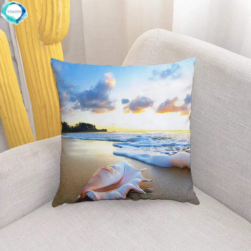 

45x45cm Sea Waves Beach Pillowcase Office Cushion Creative Home Car Lumbar Cushion Cover Sea View Pillow Cover Pillow Case