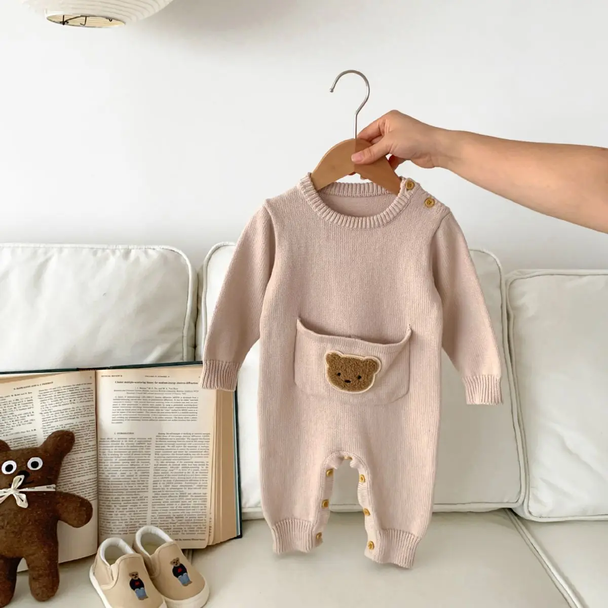 

Autumn Knitted Long-sleeved Jumpsuit Babies Toddlers Cartoon Climbing Suits Casual Sweaters Romper Clothes Bodysuit for Newborns