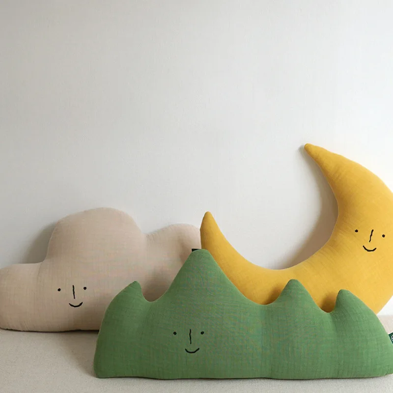 Lovely Baby Nursery Room Collection Moon Stuffed Plush Toys Mountain Cloud Shape Pillow Soft Plushie Decor Forest Cushion одеяло лебяжий пух soft collection р 110х140