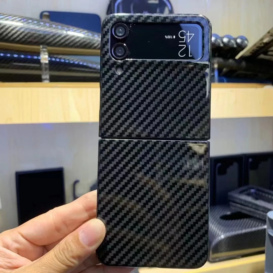 

Dropshipping Real Aramid Fiber For Samung Galaxy Z Flip 4 Anti-fall Carbon Fiber Ultra Thin Galaxy Z Flip 4 Phone CASE Cover