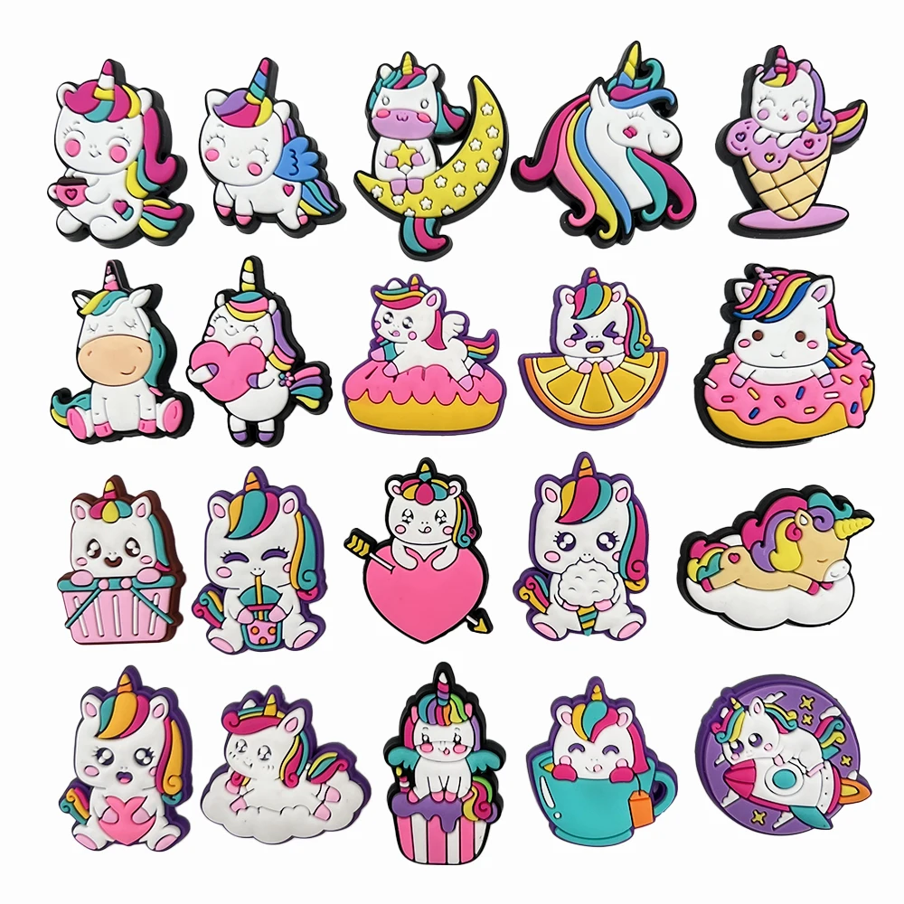 Einhorn Donut Kuchen Regenbogen Süßigkeiten Schuh Charms für Clogs Sandalen Dekoration Schuhs chnalle für Freunde Party Geschenke – Detail 14