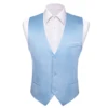 Classic Slim Fit Suit Vest For Men Baby Blue V-Neck Waistcoat Necktie Sets Leisure Groom Party Wedding Designer Barry.Wang DM-24 1