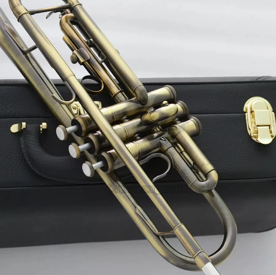 High Grade Antique Bb key trumpet horn 4-7/8" Bell with case 2pc mouthpiece