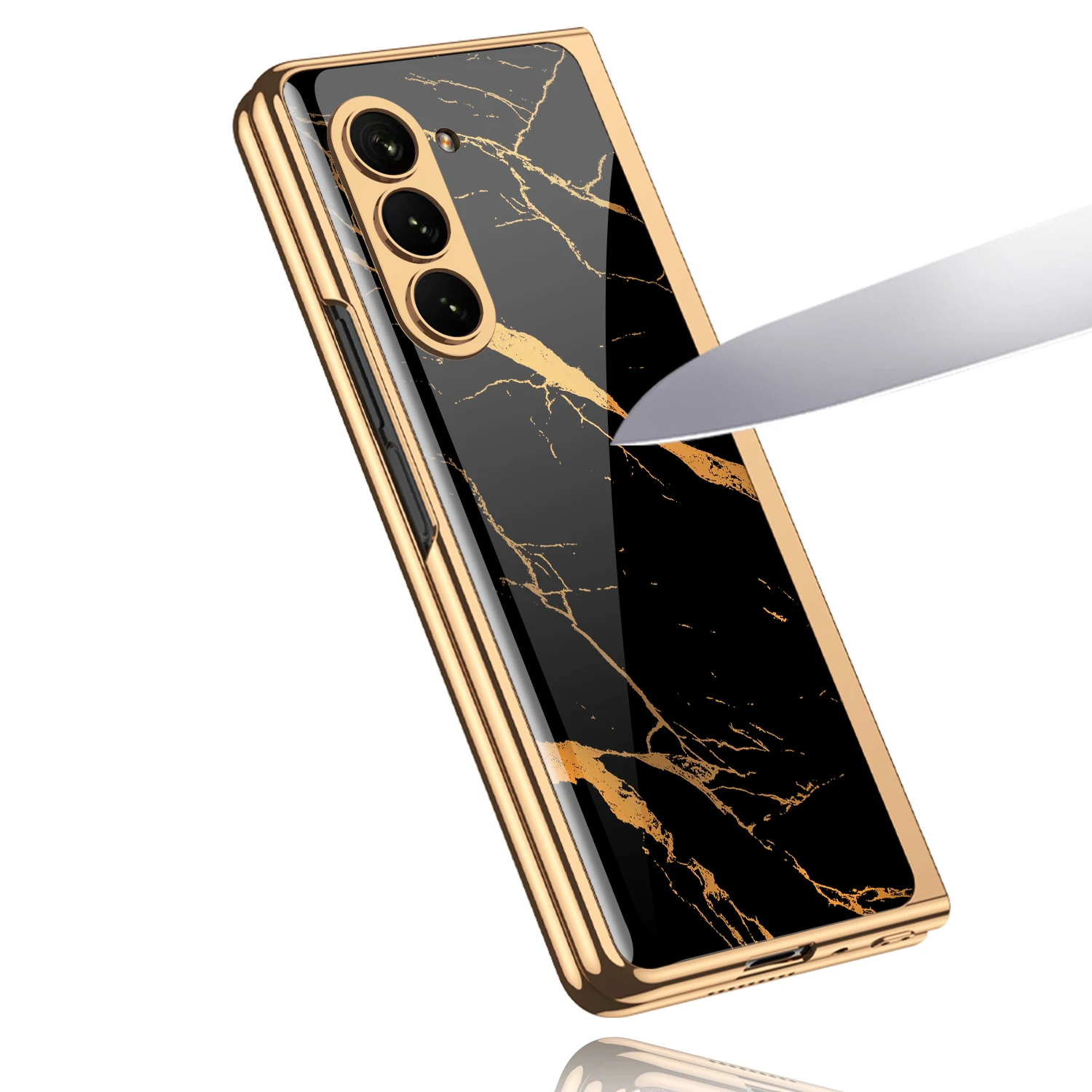Luxury Plating Screen Glass Case For Samsung Galaxy Z Fold 6 5 Case Back Painted