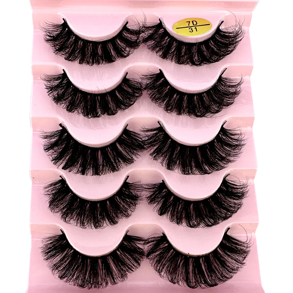 Katzenaugen-Wimpern, 3D, natürliche falsche Wimpern, D-Locken, flauschig, weich, Kreuz, 5 Paar, Manga-Wimpern, Wispy, natürliche Wimpernverlängerung, Make-up – Detail 7