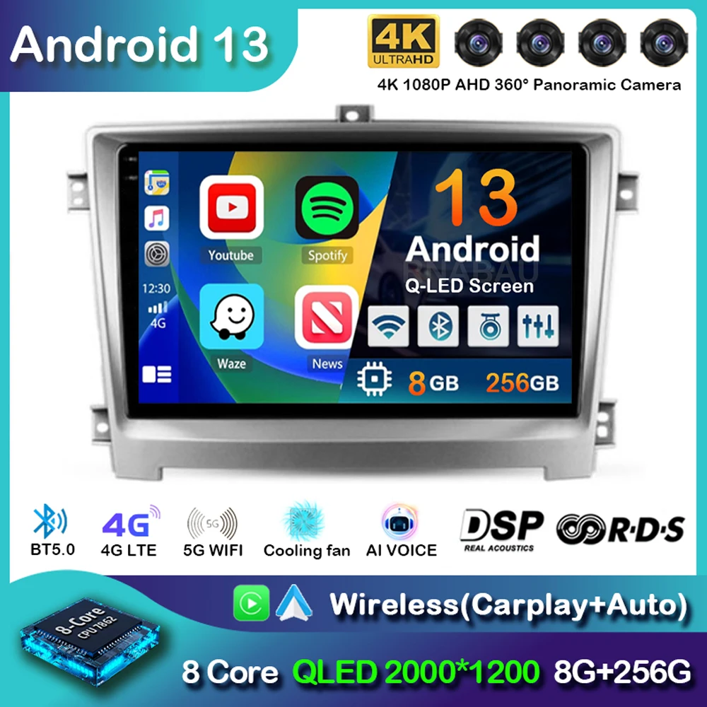 

Android 13 Carplay Auto Car Radio For Hawtai Santa Fe 7 2017 Multimedia Video Player Navigation Stereo GPS 2din Audio WIFI+4G BT