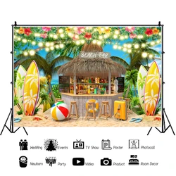 Summer Hawaiian Tropical Beach Backdrop Aloha Luau Party Ocean Seaside Palm Flamingo Wedding Birthday Photography Background