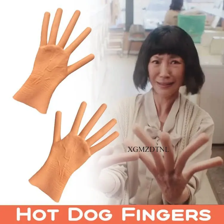 

Hot Dog Fingers Gloves New Halloween Carnival Role Play Party Latex Simulation Long Fingers Gloves Cosplay Costume Props Funny