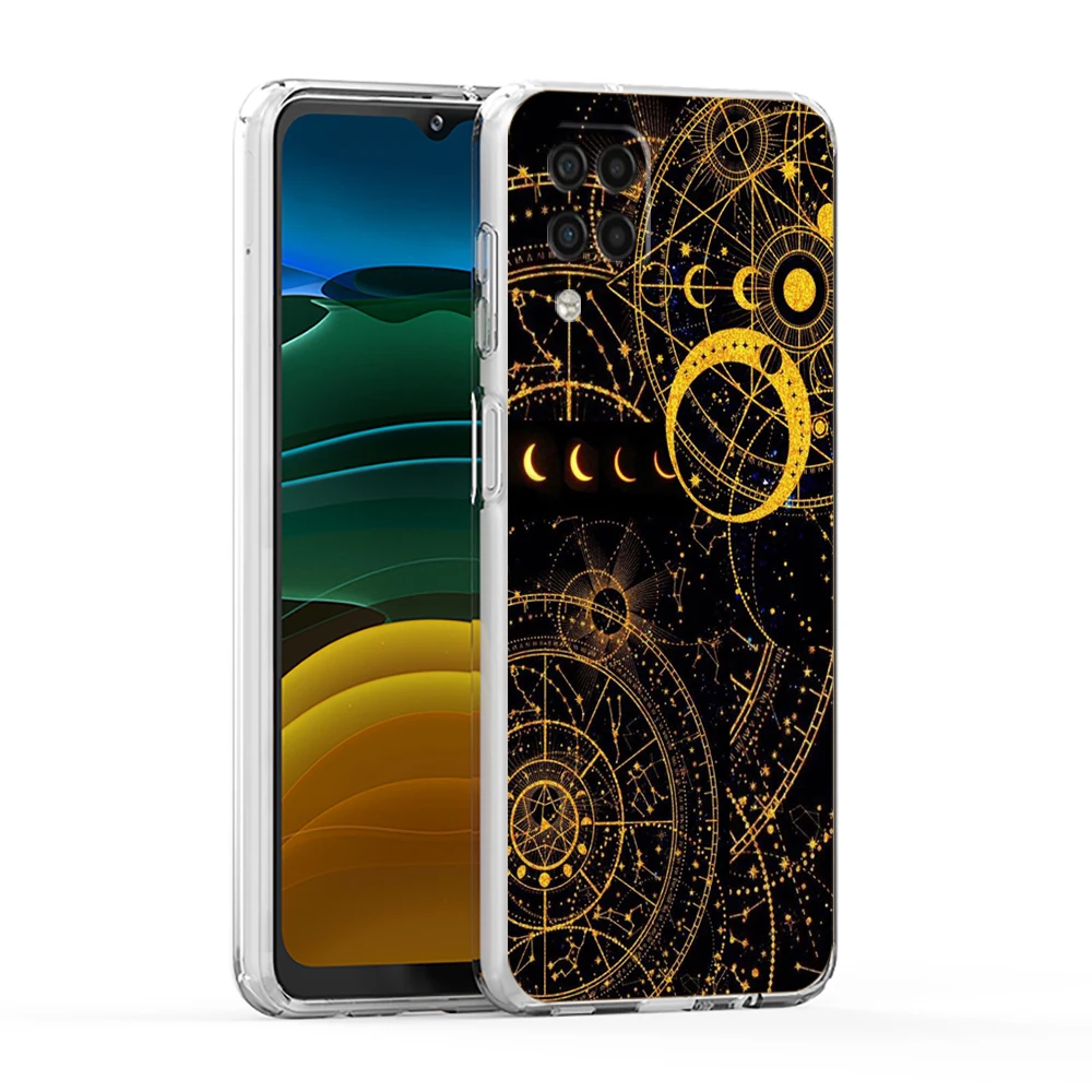 Celestial Dreams Transparent Phone Case - Suns, Moons & Clouds Design