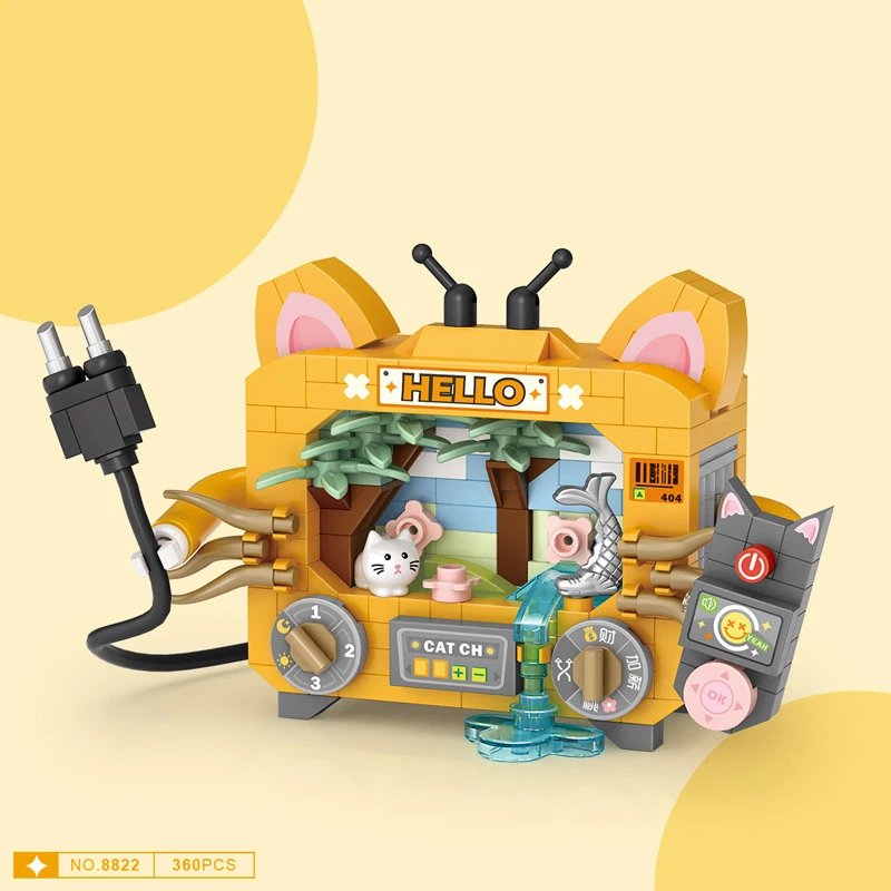 미니 빌딩 블록 토스터기 TV 세트, 가전 모델 조립 벽돌, DIY 재미있는 퍼즐 장난감 선물, 집 장식에 적합