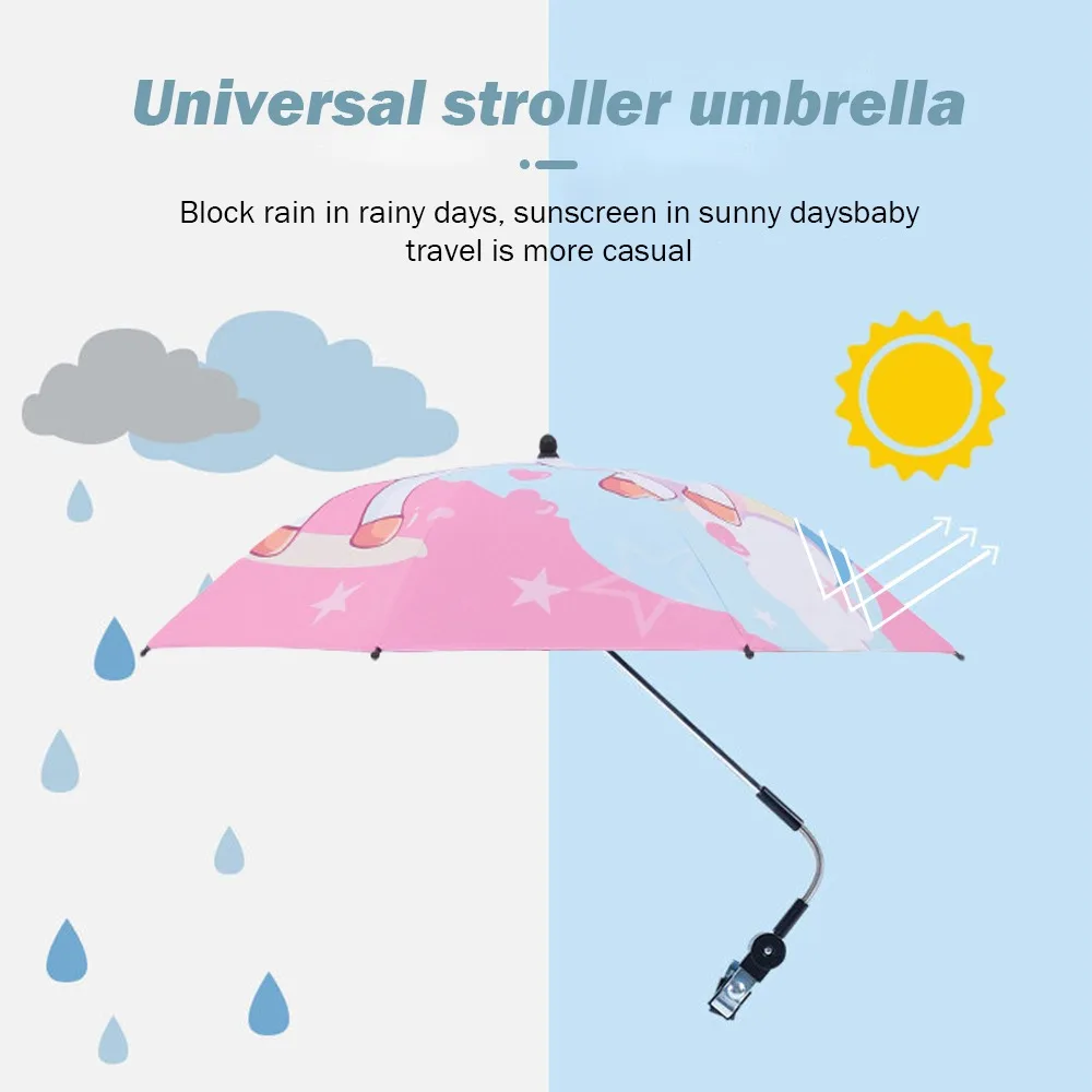 Multi-Purpose Adjustable Baby Stroller Umbrella Cute Cartoon Summer Handheld Children Umbrella for Girls UV Protection Umbrella baby stroller cover for winter