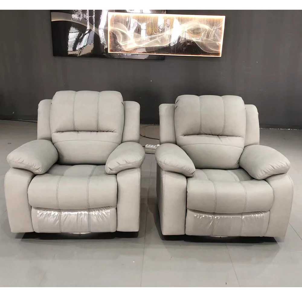 MINGDIBAO Electric / Manual Recliner Chair With Swivel and Rocking, Genuine Leather Multifunctional Accent Chair Relaxing
