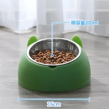  200/400ml Pet Cat Bowl Raised No Slip Feeder Stainless Steel Tilted Dog Accessories Supplies Portable Dog Water Bottle Plate 