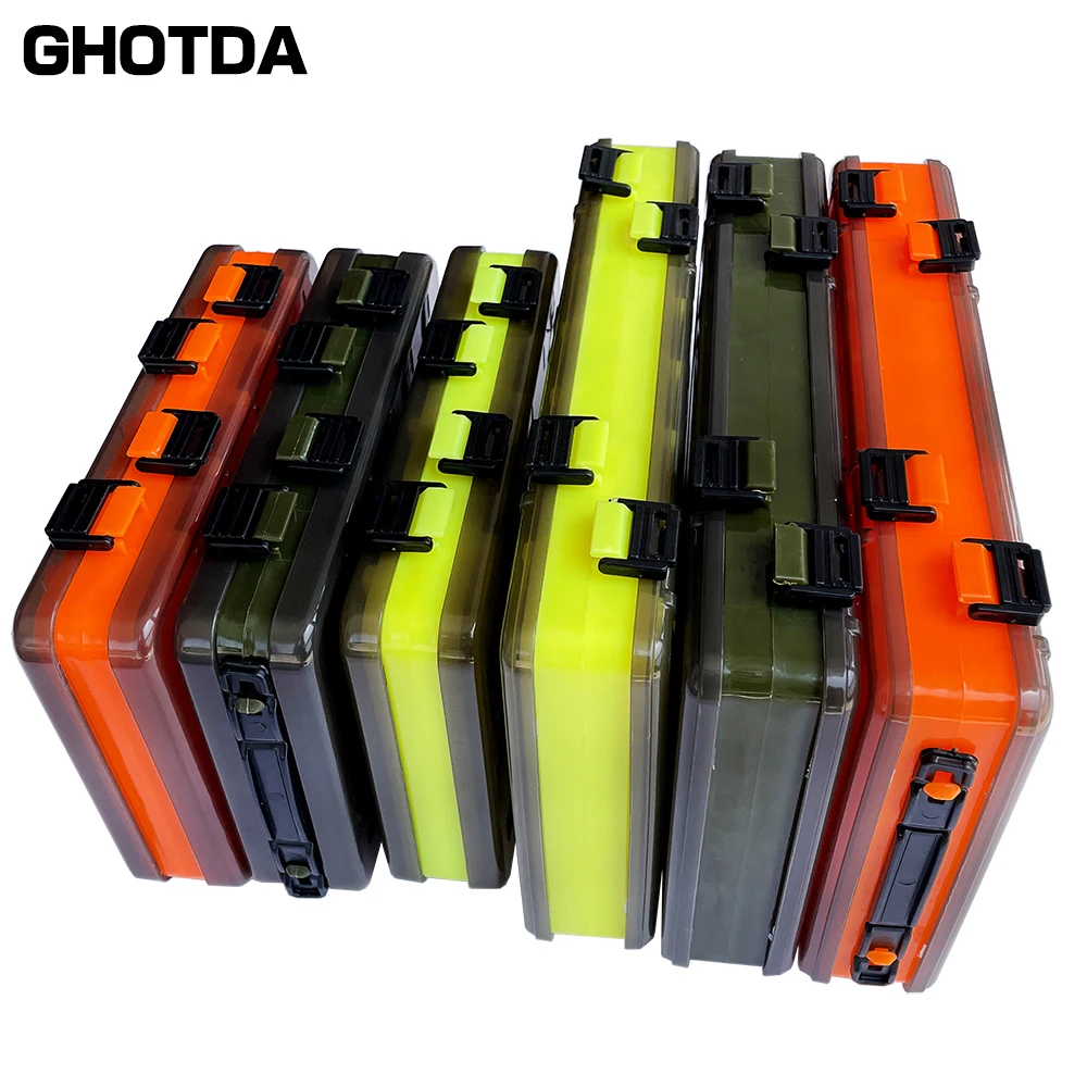 Fishing Lure Box Large 10/12 Compartments Fishing Tackle Box Lure Storage  Double Sided High Strength Fishing Case Accessories