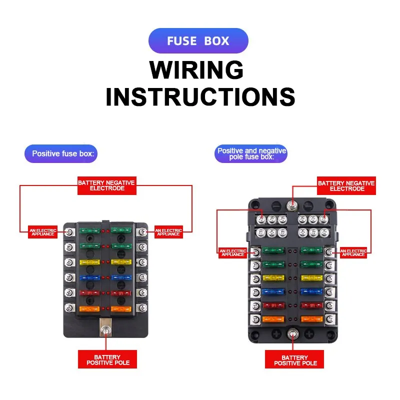 Car Boat Fuse Box Holder With 6 Ways 12 Ways Blade Fuse Holder Block Warning Indicator 12V 36V Power Distribution Panel Board fuse box holder fuse holder fuse box power distribution block marine fuse block