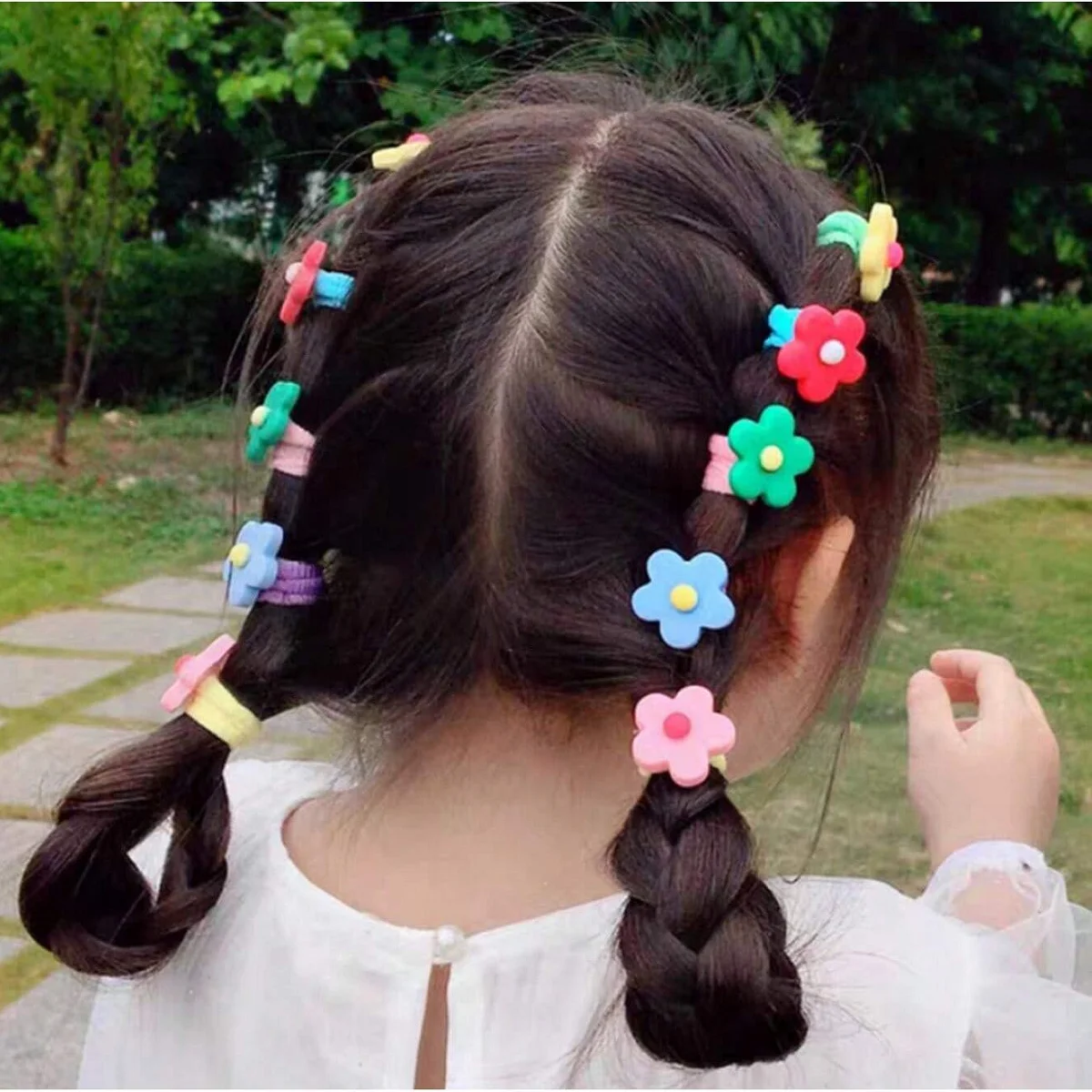 30 Stück Blumen-Stirnband, niedlicher Cartoon, klein, frisch, für Kinder, Haarband, Gummiband, Haar-Accessoires-Set – Detail 4