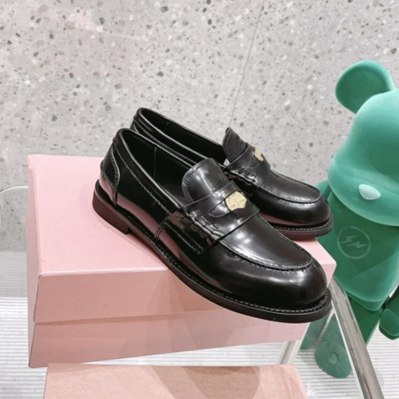 

Highquality cowhide flat women shoes Leather coin decoration Lefu shoes lined with sheepskin Mary Jane Korean style springautumn