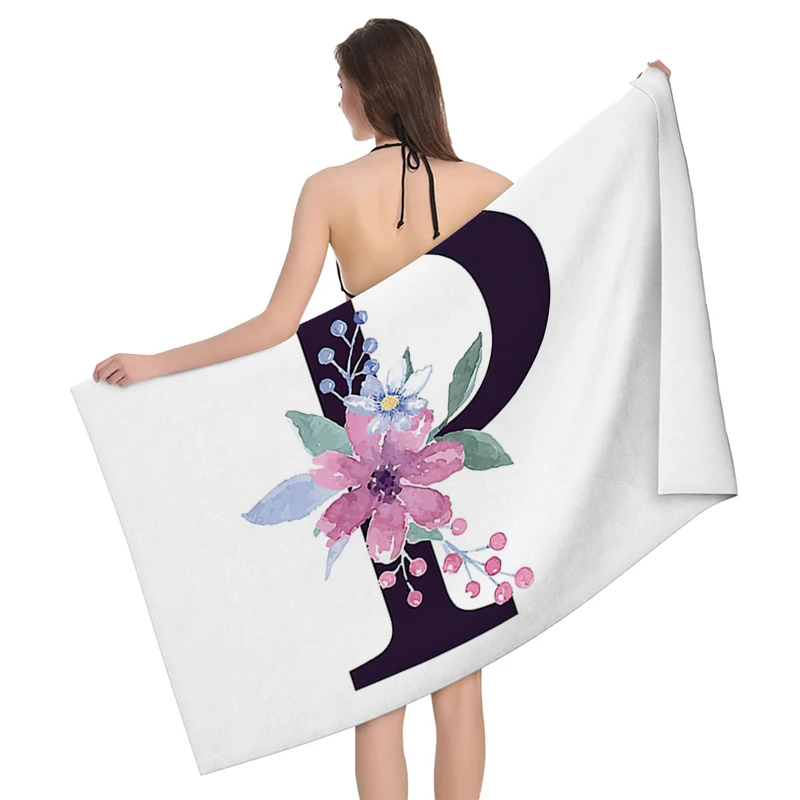 Home bath towels for the body towels bathroom letters and flower quick drying microfiber beach towel man and women large sports 3