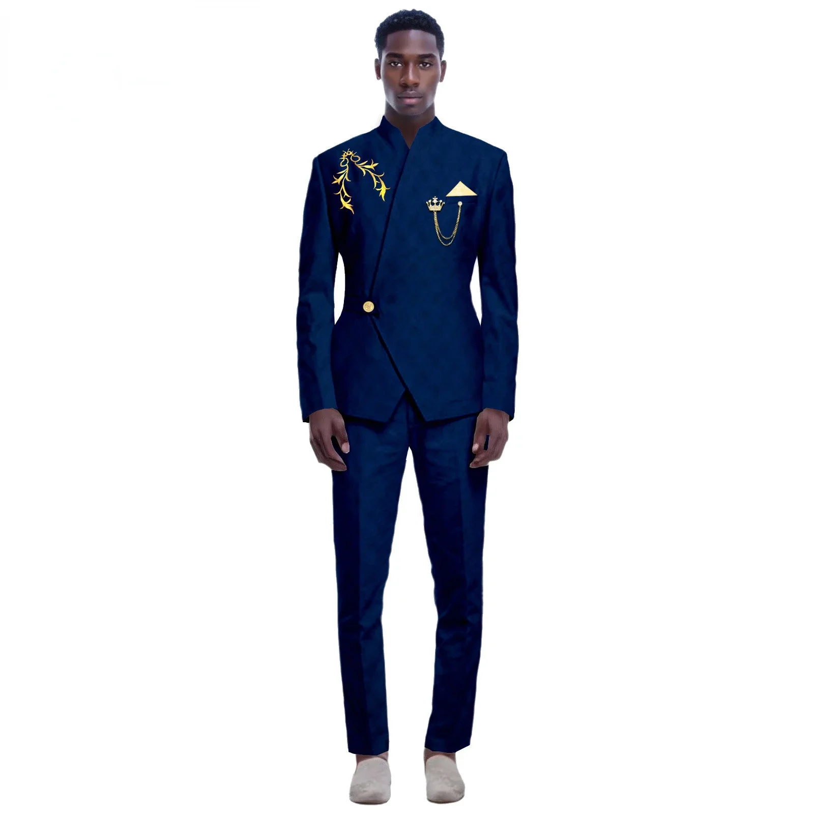 thumbnail image 1 of Nuevos trajes amarillos para hombre, último diseño, solapa, un botón, informal, ajustado, traje para hombre, negocios, boda, novio, elegante, 2 piezas, chaqueta, pantalones, 1 of 5