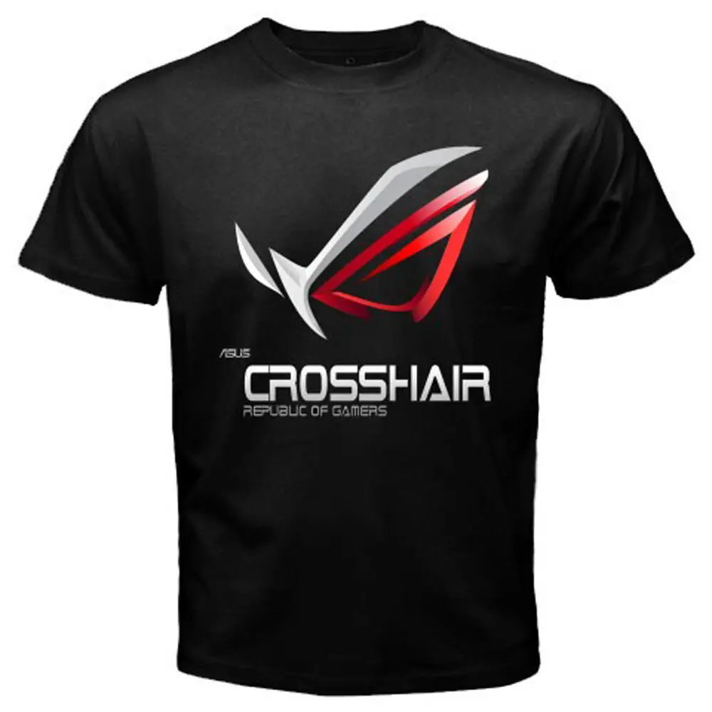 New Asus Crosshair Rog Gamers Logo T-Shirt Nera Da Uomo Taglia S-5Xl