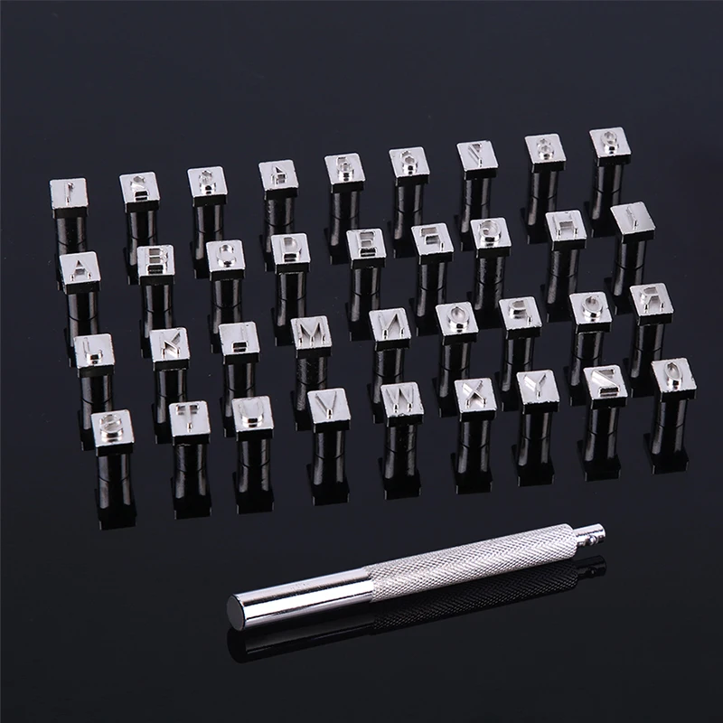 MIUSIE 32/36Pcs Steel Punch Alphabet Letter Number Leather Stamper Set 3mm/6mm Metal Leather Punching Tools for DIY
