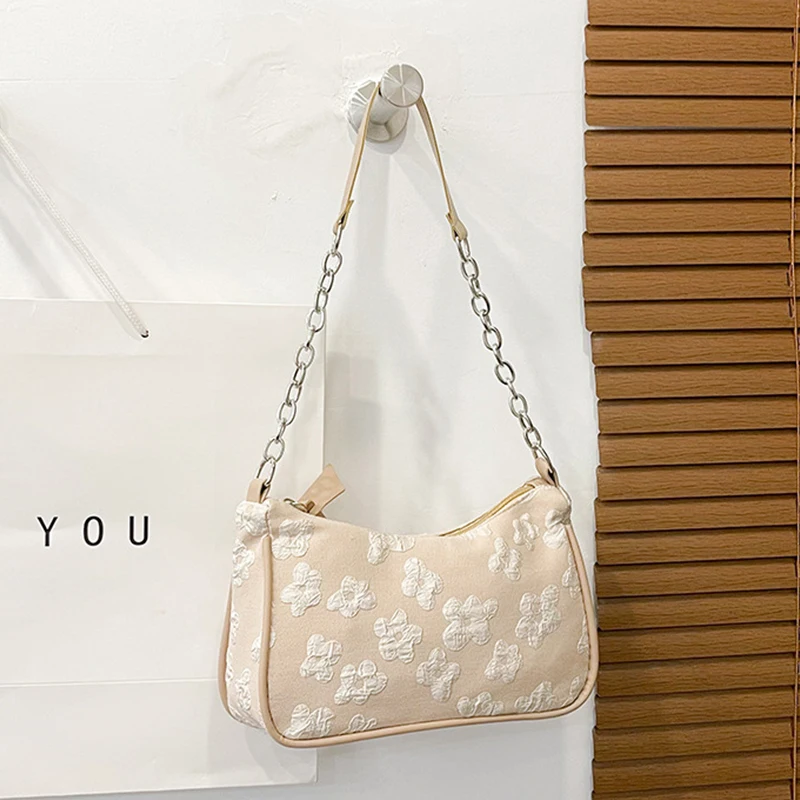 Lovely Women's Bag Flower Dark Pattern Design Fashion Shoulder Bag Women's Casual Designer Underarm Bag Handbag