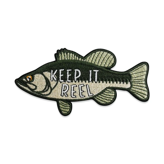 Freshwater Fish Embroidered Patch Iron On Embroidery Patches for Clothes  Garments Keep It Reel Large Mouth Bass Freshwater