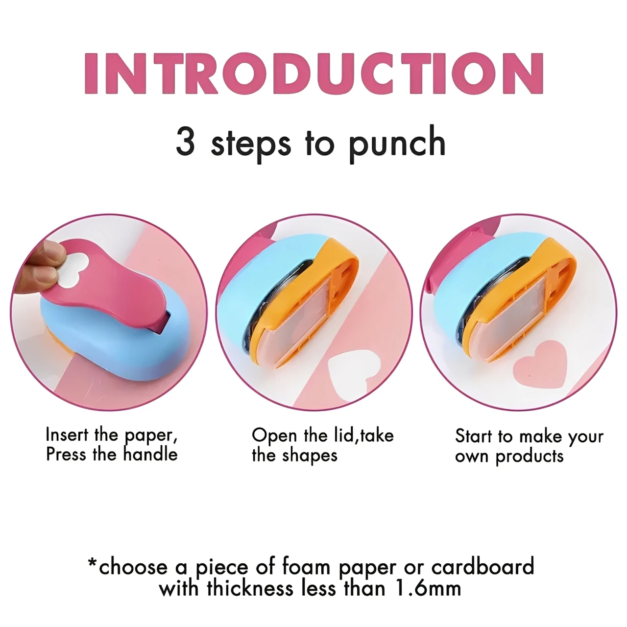Heart Shaped Hole Punch 8/16/25/38/50mm Random Color DIY Craft for Scrapbook