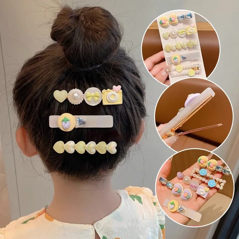 5/pcs Fashion Pearl Crystal Acrylic Hair Clips for Women New Retro Geometric Barrette Hairpin Girl Hair Accessories Jewelry