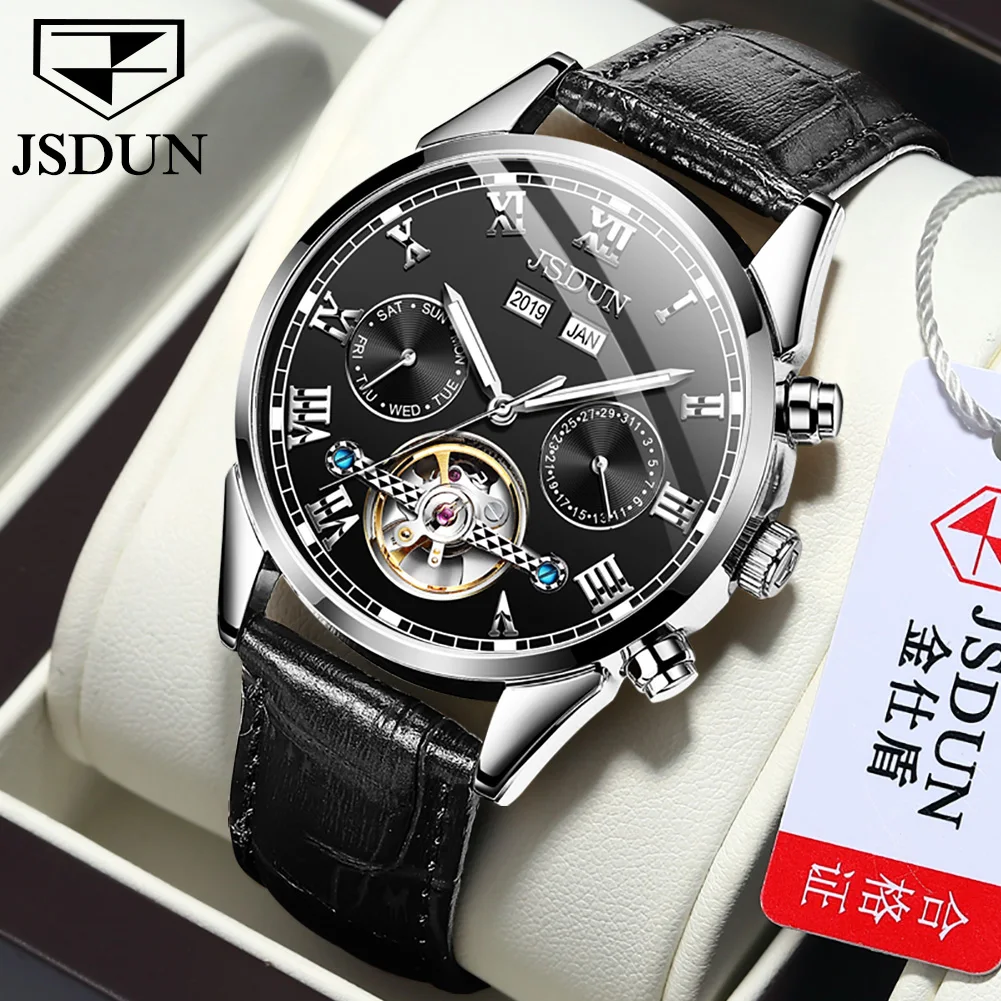 

JSDUN Men Mechanical Watch Top Brand Luxury Automatic Watch Sport Stainless Steel Waterproof Watch Men relogio masculino 8908