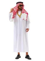Men Arabia Arab Sheikh Cosplay Costume Shepherd Arabian Prince White Robe for Adult Halloween Carnival Party Costumes Accessory