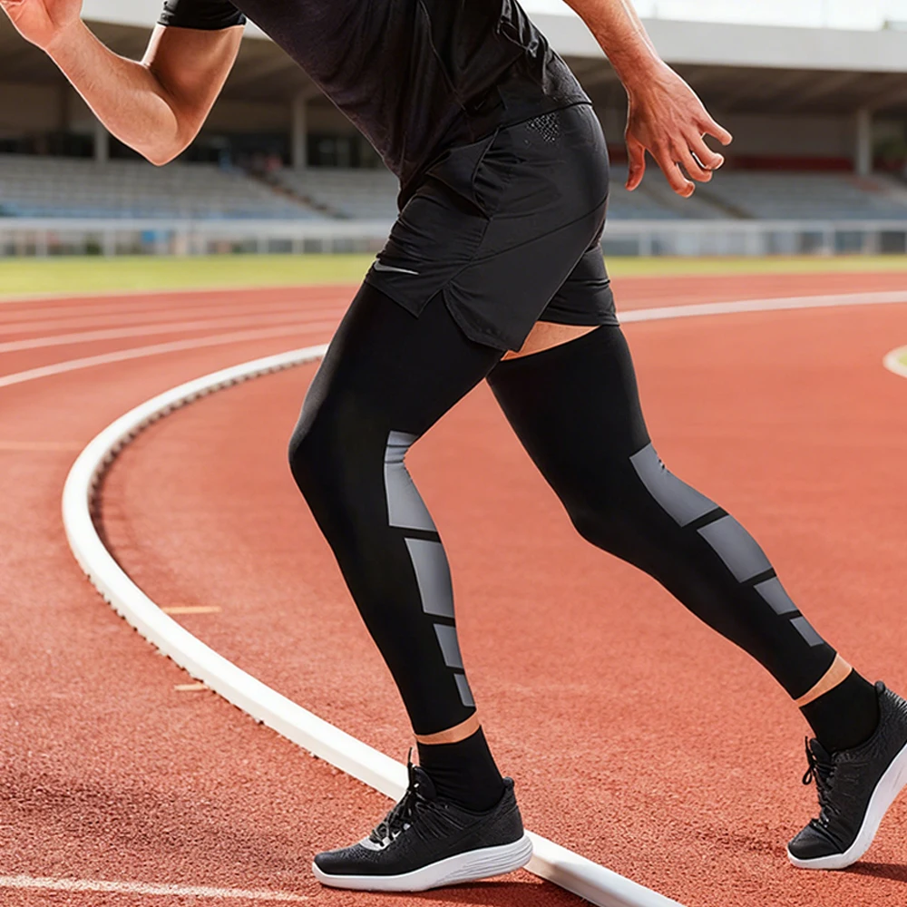 1 Stück Kompressions-Beinmanschette für Männer und Frauen – Erholung und Unterstützung für Fußball, Basketball, Radfahren – lange Stretch-Knie-Beinmanschetten – Detail 5