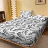 1 Simple modern Feather printed matte Fitted Sheet, bedroom printed bed cover, bedding (excluding pillowcases) 1