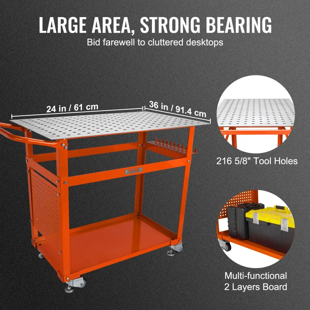 VEVOR Welding Table 600LBS Load Capacity Steel Welding Workbench Table on Wheels  Portable Work Bench 5