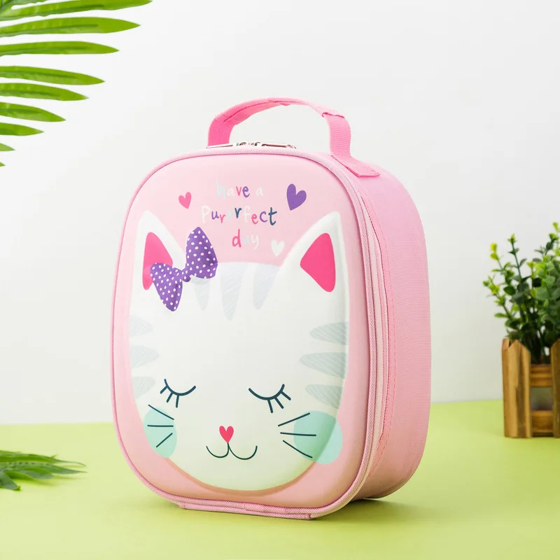 Thickened Waterproof Insulated Children's Cartoon Portable Cooler Bag Mermaid/Cat/Rocket Pattern Cooler Bag for Food Lunch Box