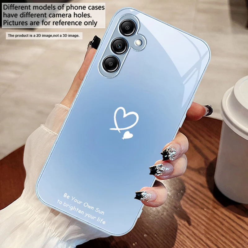 Gradient Heart Glass Phone Case