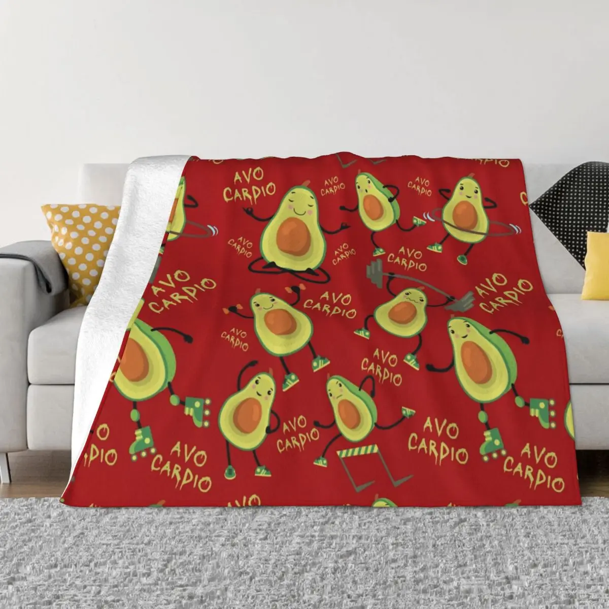 

Red Avo Cardio Funny Fitness Avocado Pattern Blanket Soft Fleece Warm Flannel Throw Blankets for Sofa Outdoor Bedding Bedspread