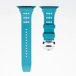 Premium Transparent Case with Stainless Steel Buckle Band for Smartwatch DIY Modification (Blue-Only Strap)