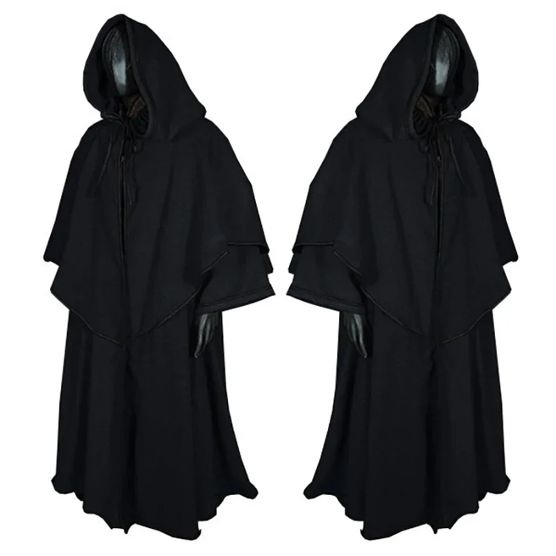 Cosplay Medieval Hooded Robe Costume Halloween Dress Up Party Adult Monk Cloak Wizard Guide Cloak Cosplay Clothing Stage Drama