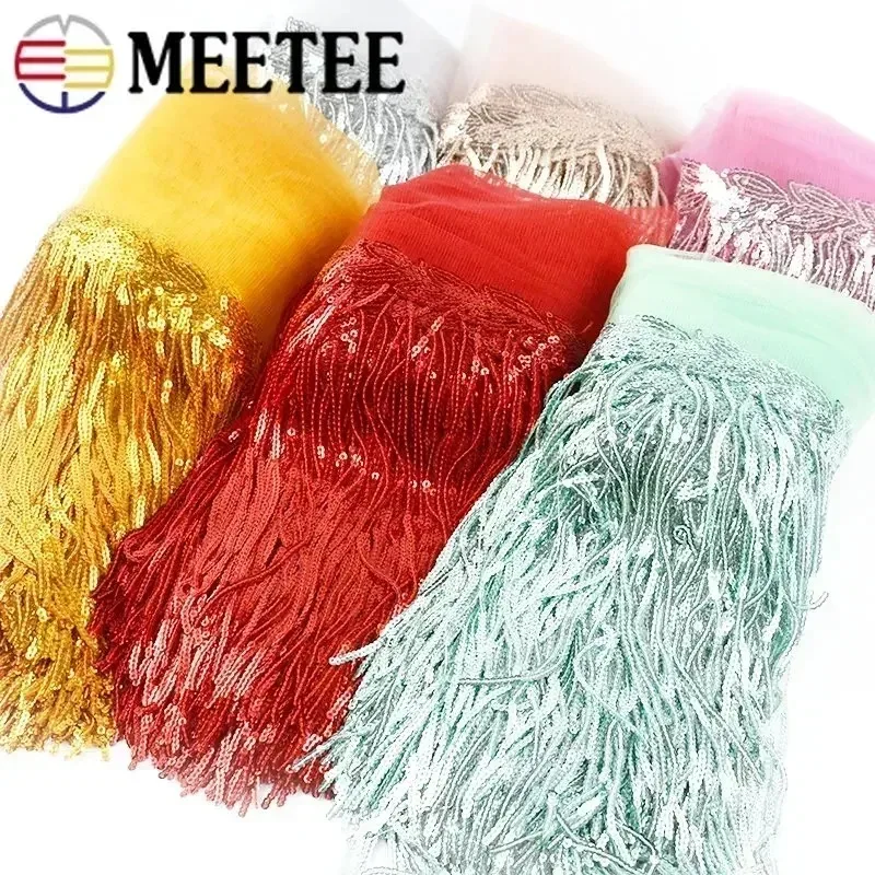 Meetee 10/18cm Sequin Tassel Lace Trim Fringe Trimming Ribbon for Clothing Dress Decoration DIY Sewing Accessories 1/2/5Yards