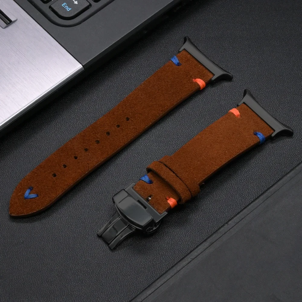 Handmade Soft Leather Strap for Smartwatch - No Gap Curved End Bracelet