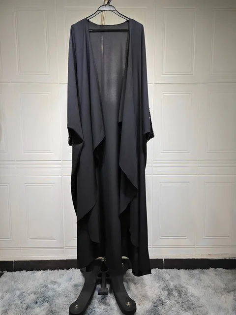 Eid noir Abayas pour femmes Robe musulmane modeste dubaï ouvert Abaya Kimono Jalabiya Kebaya Robe Femme Marocain Caftan Ramadan caftan