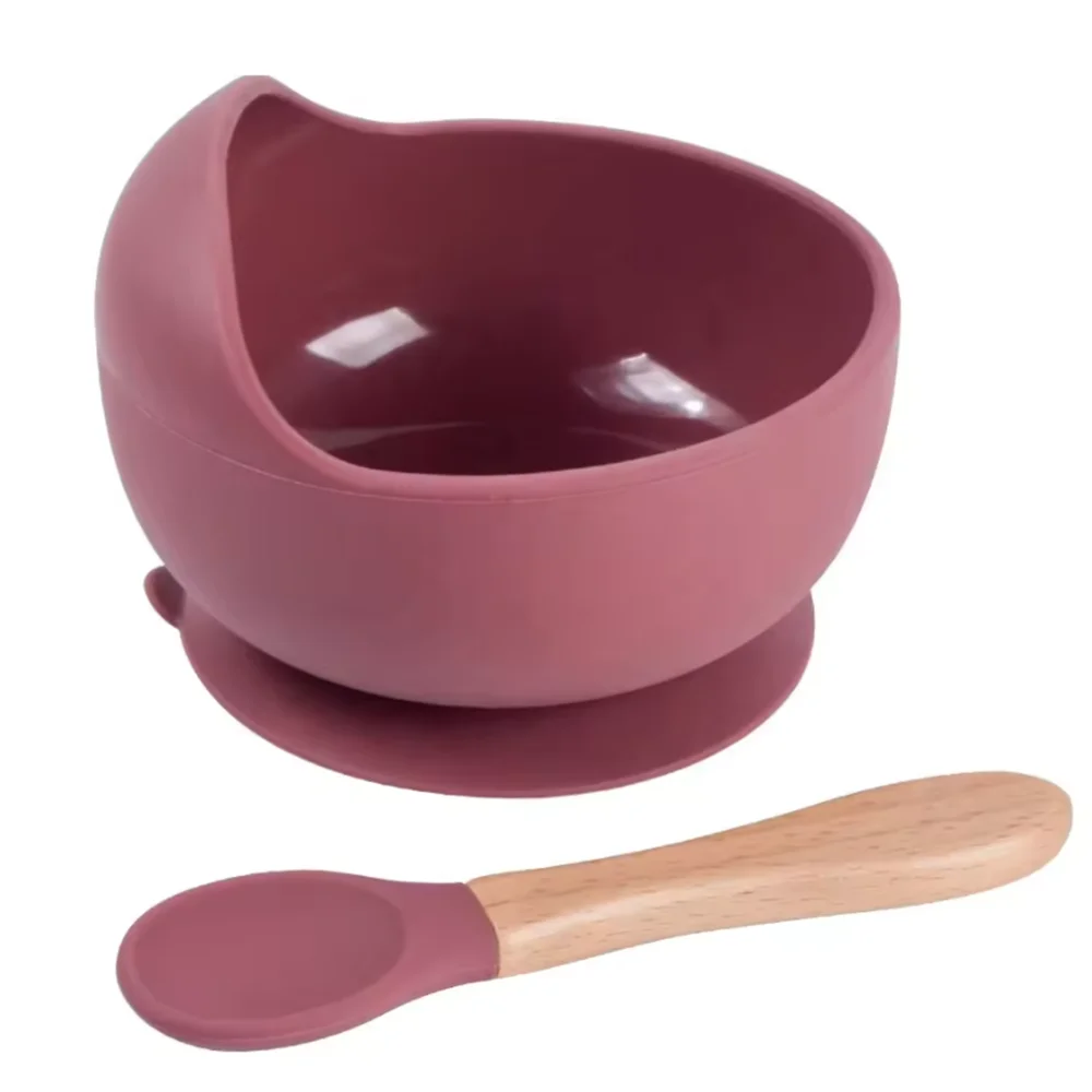 2pcs baby silicone bowl and spoons set for baby silicone feeding set children feeding tableware sucker bowl
