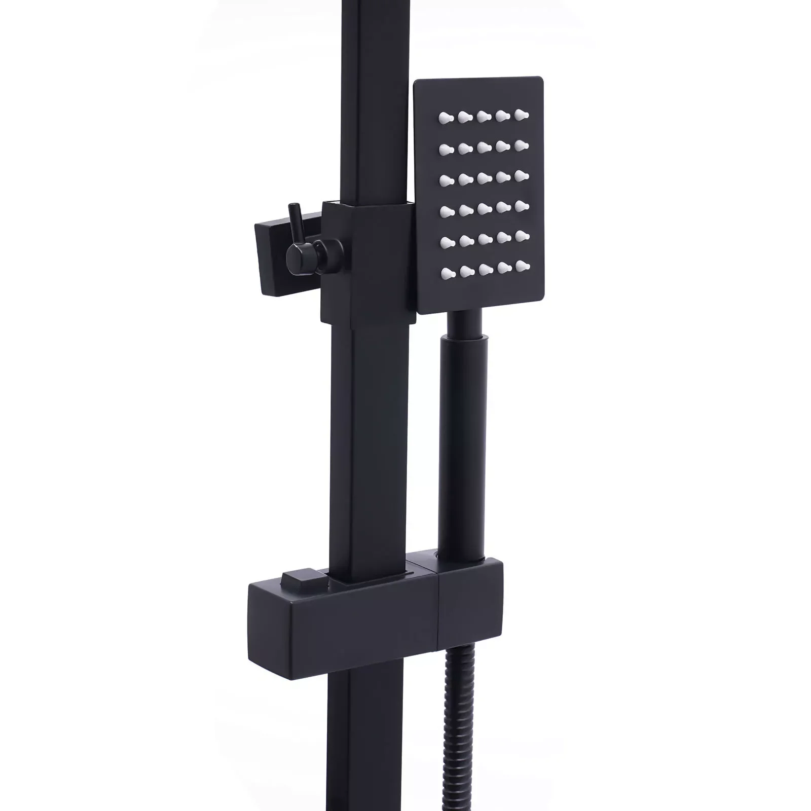 Shower Faucet Set Rainfall Shower Head Handle Combo Kit System Wall Mount Black Rain & Waterfall Jets Faucet Stainless Steel 5