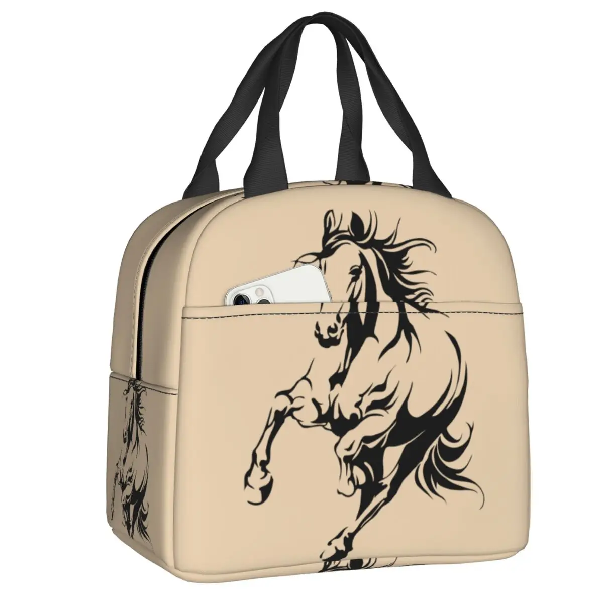 

Horse Insulated Lunch Bag for Women Men Portable Equestrian Gift Thermal Cooler Lunch Box Beach Camping Travel